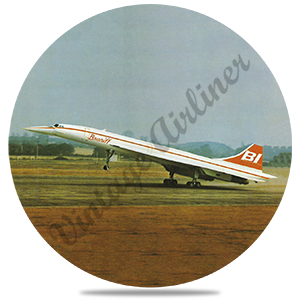 Braniff Jet Bag Sticker Round Sandstone Coaster