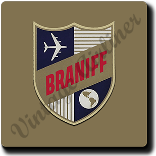 Braniff International 1950's Shield Square Sandstone Coaster