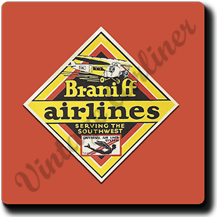 Braniff Airlines Original Bag Sticker Square Sandstone Coaster