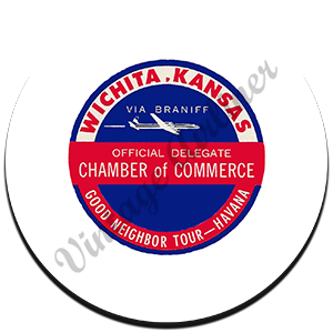 Braniff International Wichita Kansas Chamber Round Sandstone Coaster