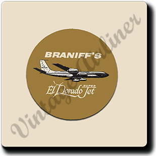 Braniff International Airways Golden El Dorado Jets Square Sandstone Coaster