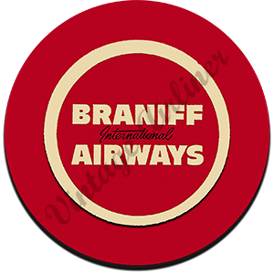 Braniff Airways Red Logo Round Sandstone Coaster