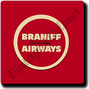 Braniff Airways Red Logo Square Sandstone Coaster