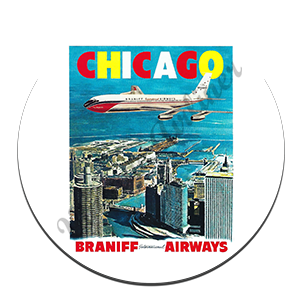 Braniff Airways Chicago 707 Round Mousepad