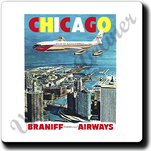 Braniff Airways Chicago 707 Square Sandstone Coaster