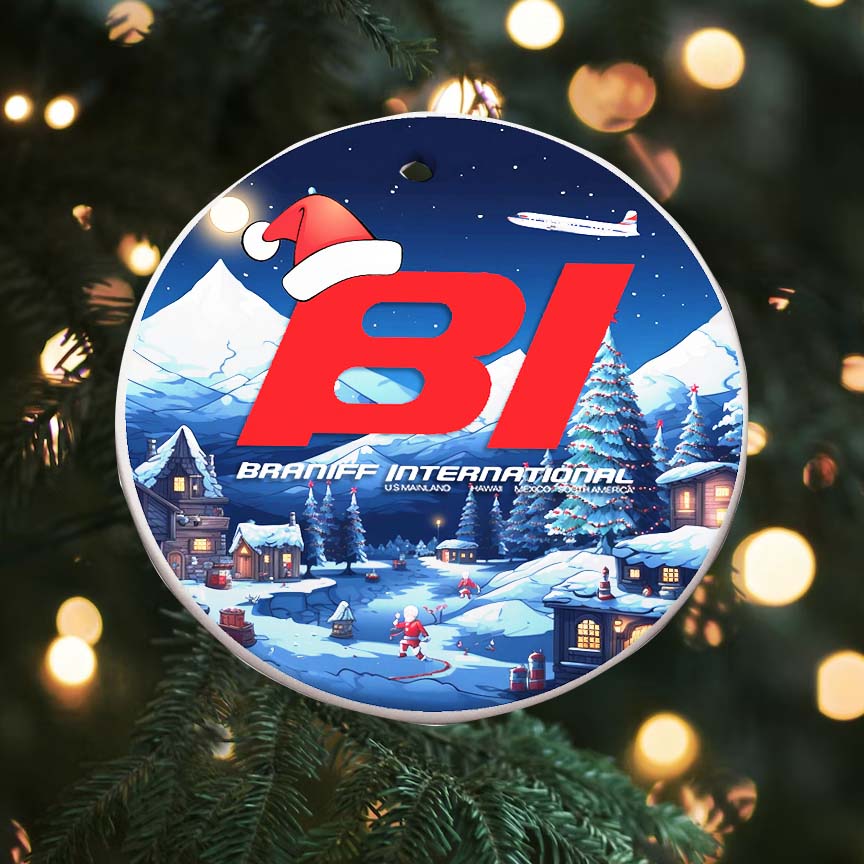 Braniff Holiday Round Ceramic Ornaments