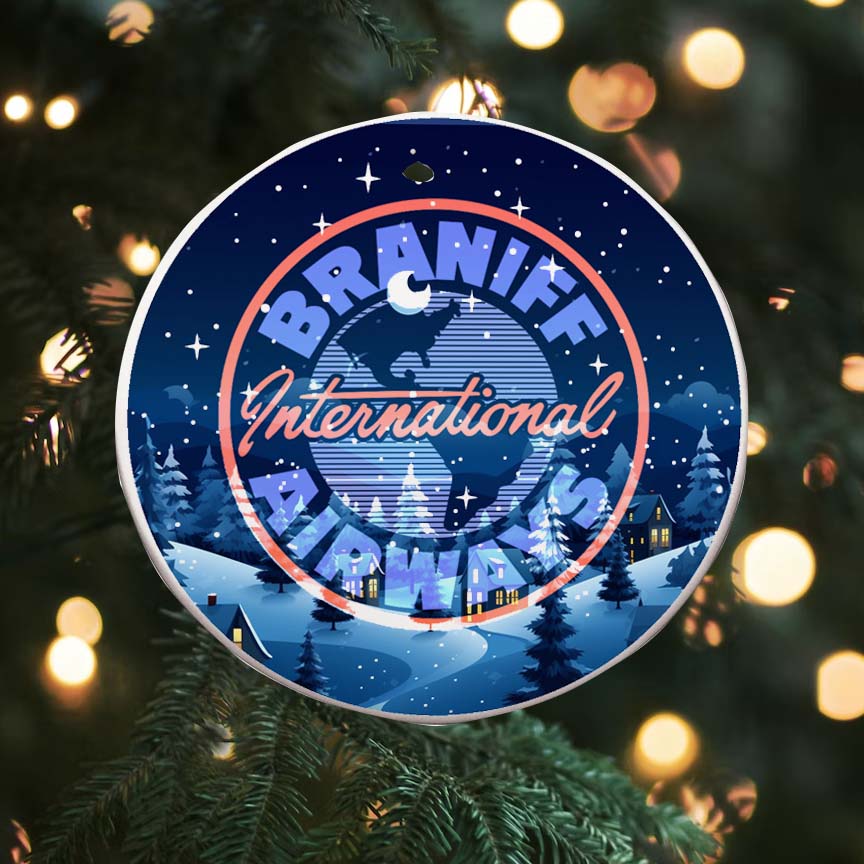 Braniff International Airways Starry Night Round Ceramic Ornaments