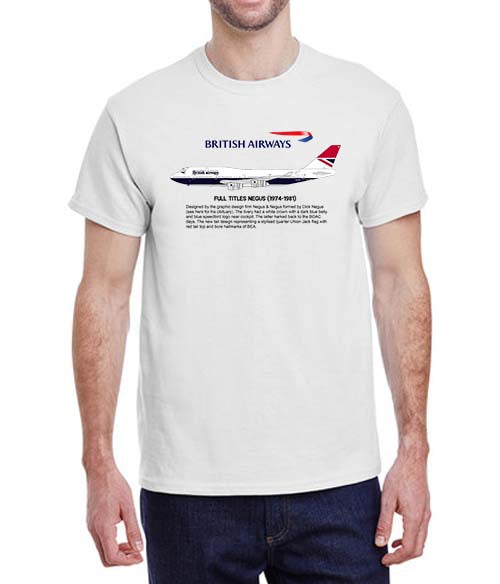 Britsh Airways Full Titles Negus Livery (1974-1981) Historical T-Shirt
