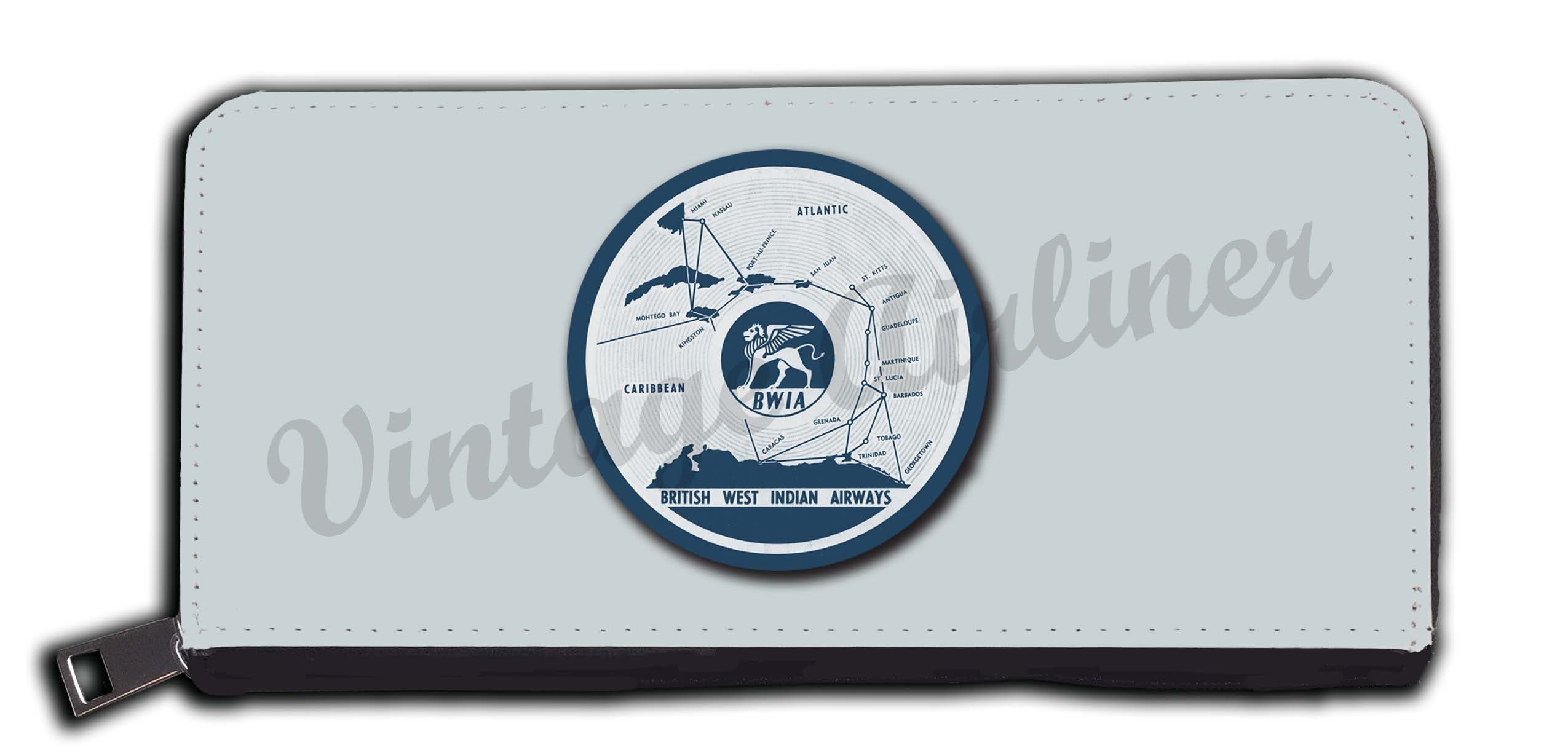 BWIA British West Indian Airways Vintage Bag Sticker Wallet