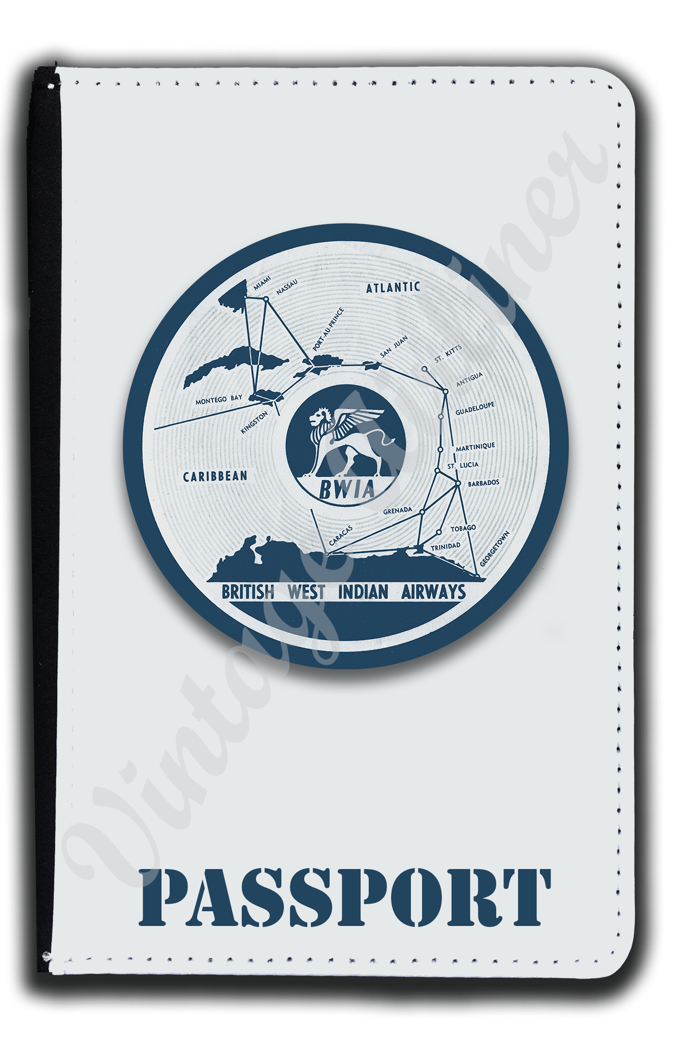 British West Indies Airways BWIA Vintage Bag Sticker Passport Case