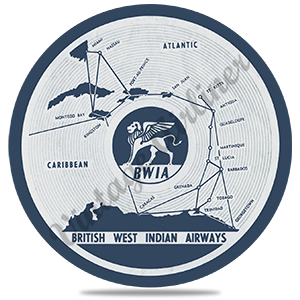 BWIA British West Indies Airways Vintage Round Sandstone Coaster