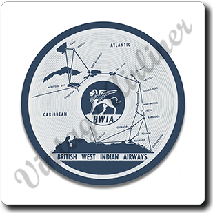 BWIA British West Indies Airways Vintage Square Sandstone Coaster