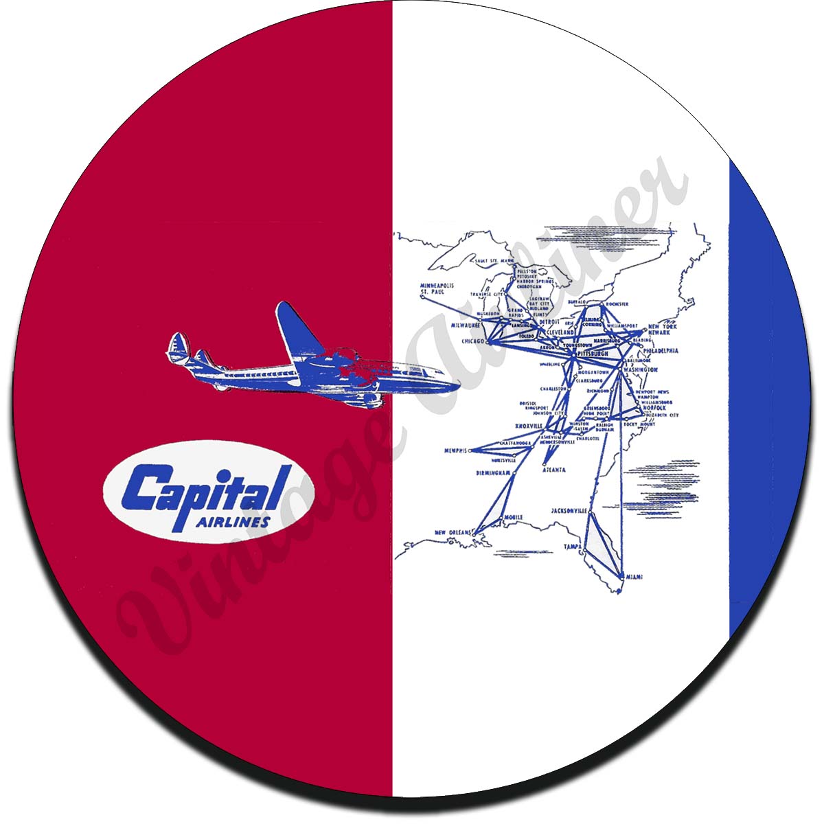 Capital Airlines Vintage Sandstone Coaster