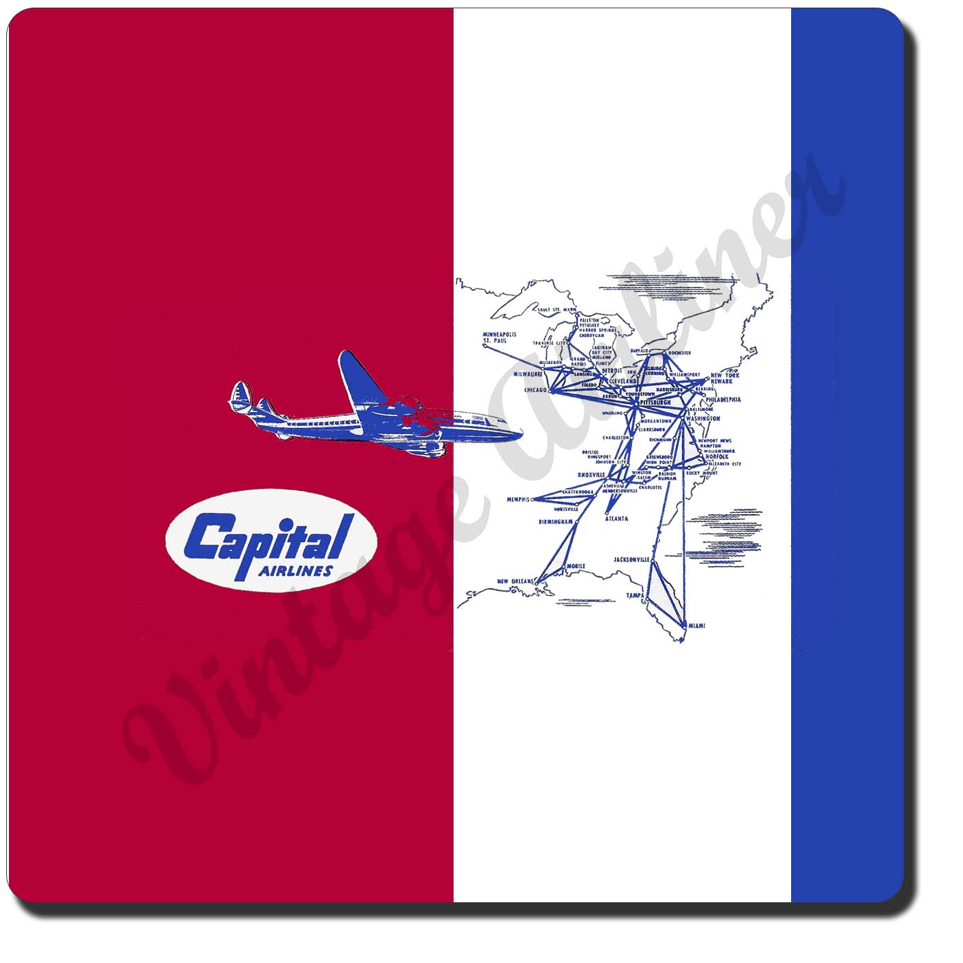 Capital Airlines Vintage Sandstone Coaster