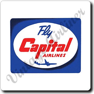 Capital Airlines 1950's Vintage Square Sandstone Coaster