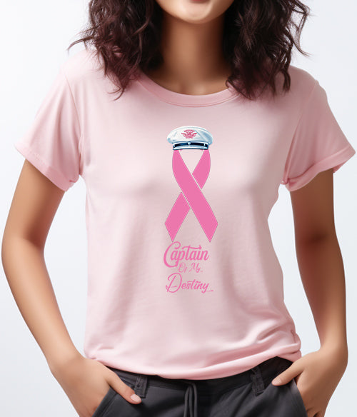 "Captain Of My Destiny" Breast Cancer Awareness Lightweight Unisex T-shirt