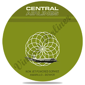 Central Airlines Amarillo-Denver Round Sandstone Coaster