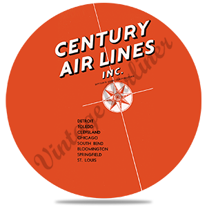 Century Airlines Logo Round Sandstone Coaster