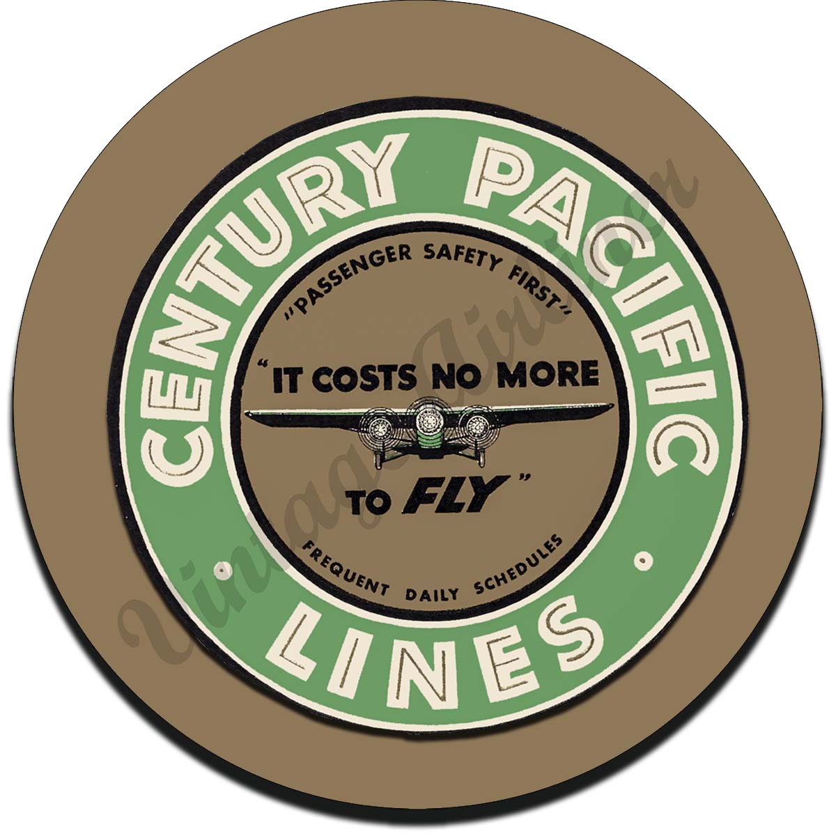 Century Pacific Airlines Sandstone Coaster