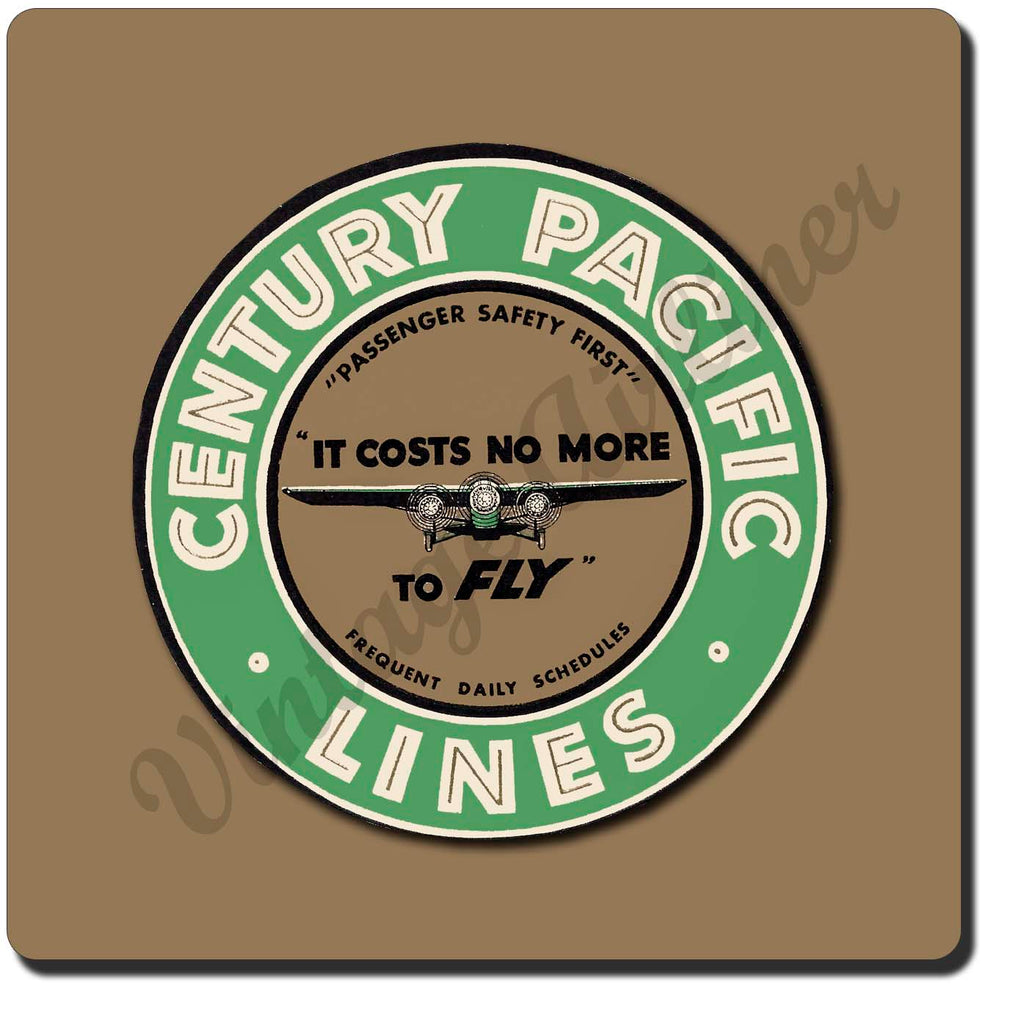 Century Pacific Airlines Sandstone Coaster