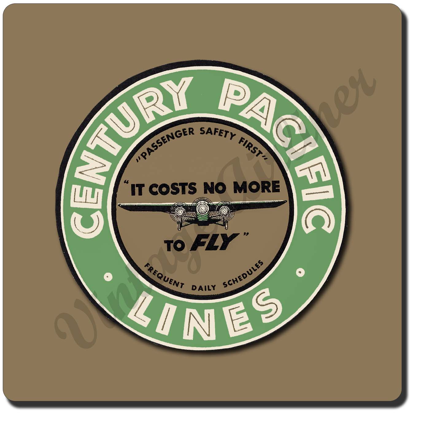 Century Pacific Airlines Sandstone Coaster