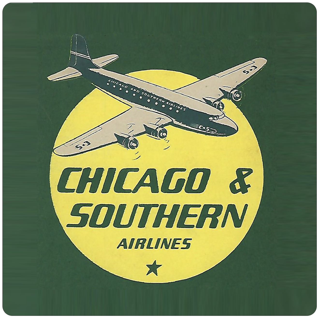 Chicago & Southern Airlines 1940's Timetable Square Sandstone Coaster