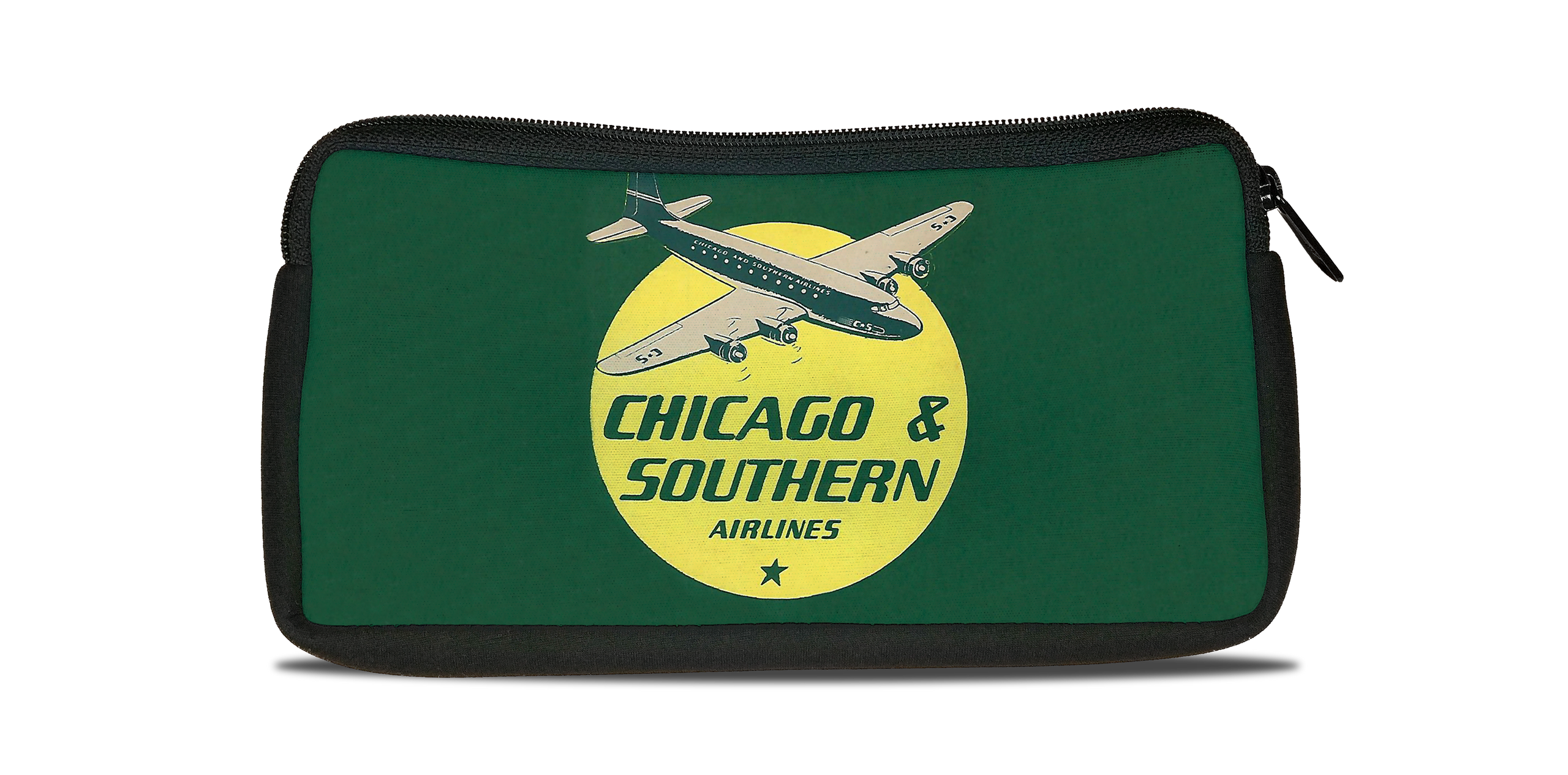 Chicago & Southern Airlines 1940's Timetable Bag Sticker Travel Pouch