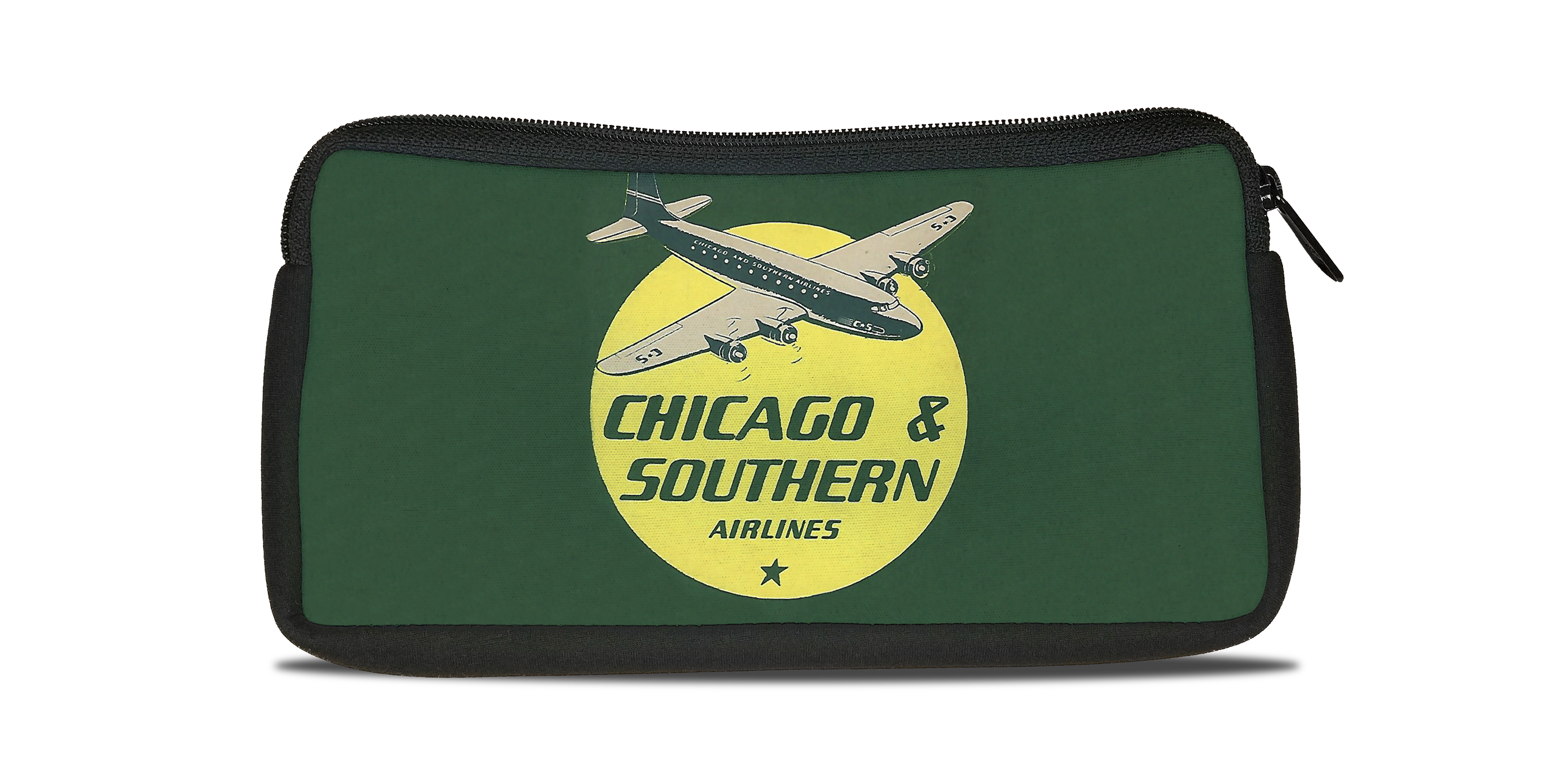 Chicago & Southern Airlines 1940's Timetable Bag Sticker Travel Pouch