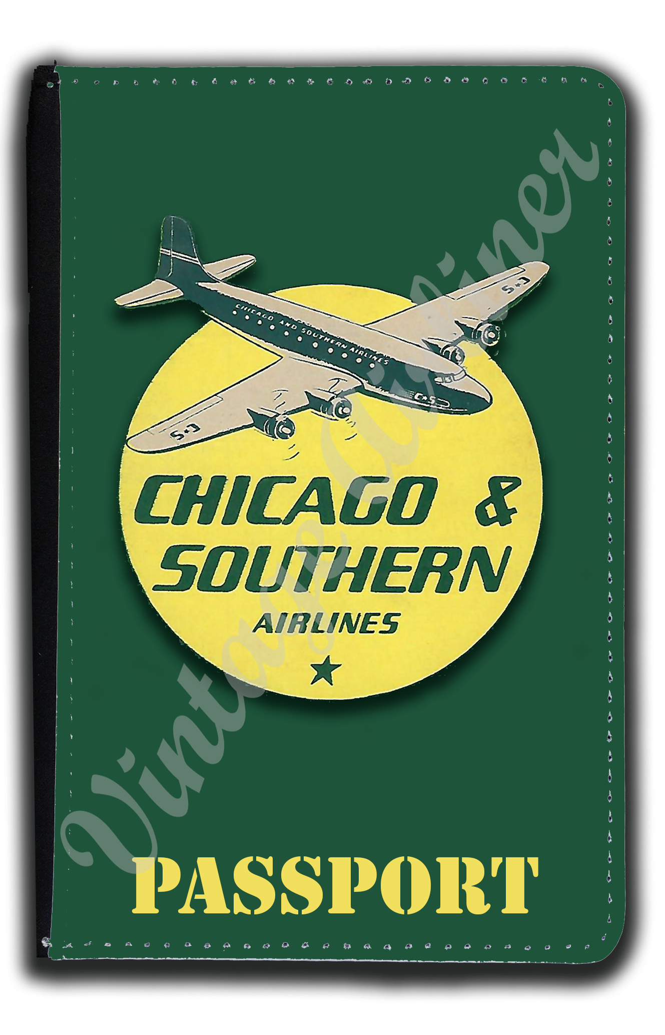 Chicago & Southern Air Lines 1940's Timetable Cover Passport Case