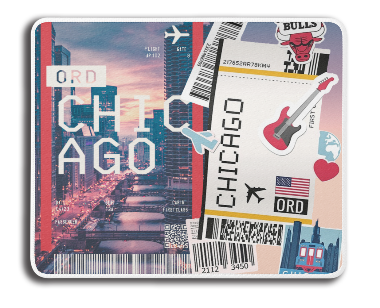 Ticket To Chicago Collage Mousepad