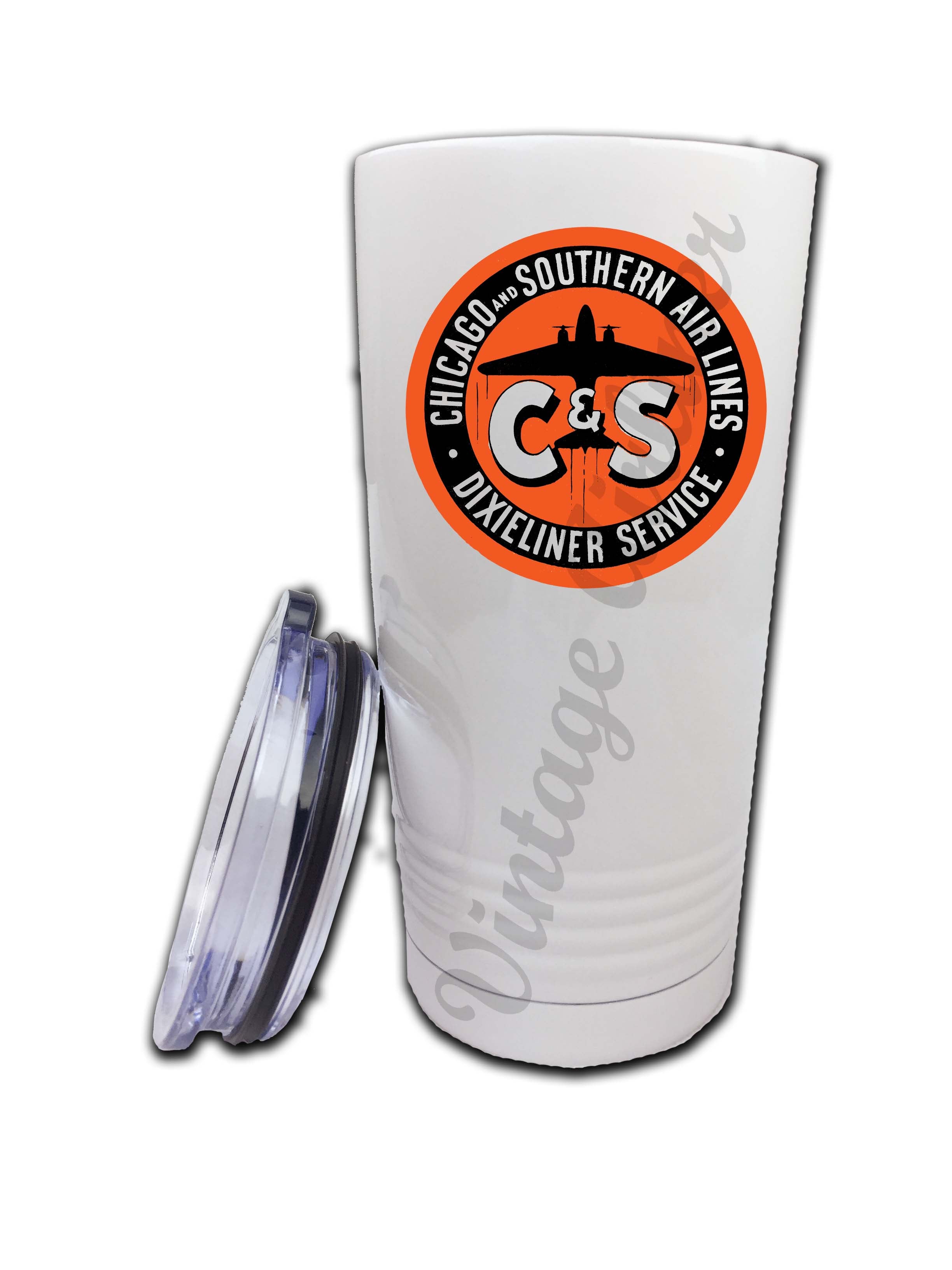 Chicago & Southern Airlines 1940's Bag Sticker Tumbler