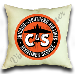 Chicago & Southern Air Lines Vintage Bag Sticker Linen Pillow Case Cover