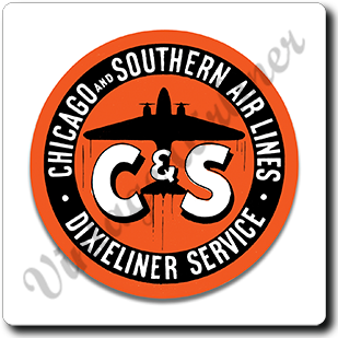 Chicago & Southern Airlines Vintage White Square Sandstone Coaster