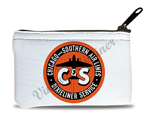 Chicago & Southern Air Lines Vintage 1940's Bag Sticker Logo Rectangular Coin Purse