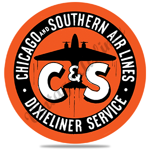 Chicago & Southern Airlines Vintage White Bag Sticker Round Sandstone Coaster