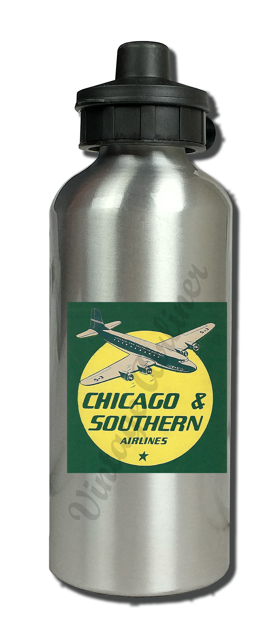 Chicago & Southern Airlines 1940's Aluminum Water Bottle