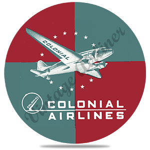 Colonial Airlines Bag Sticker Round Sandstone Coaster