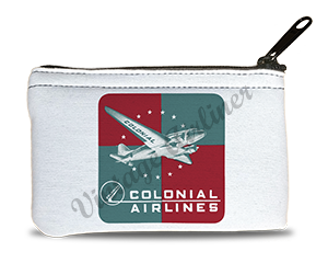 Colonial Airlines 1940's Vintage Bag Sticker Rectangular Coin Purse
