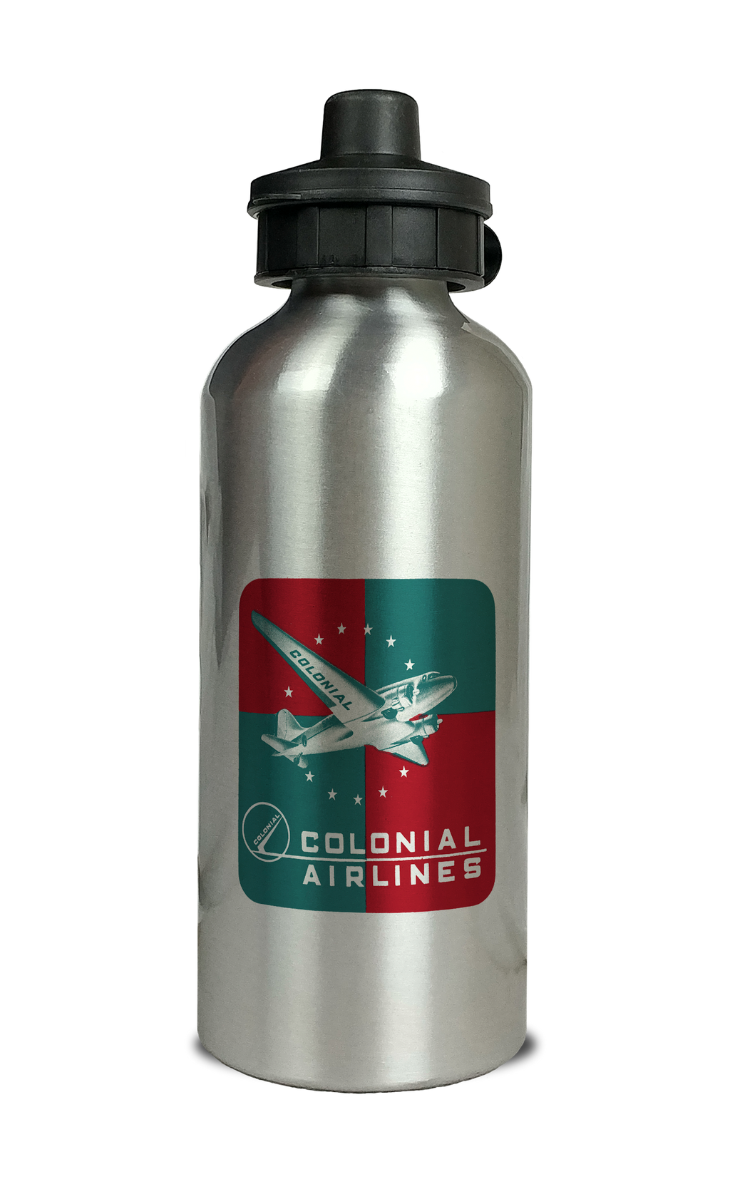 Colonial Airlines Vintage 1940's Aluminum Water Bottle