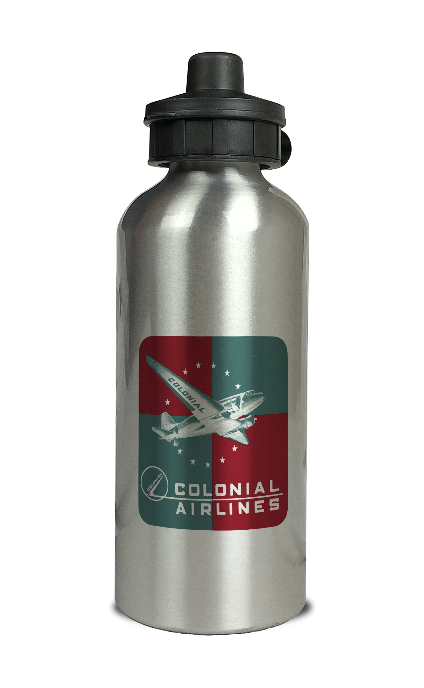 Colonial Airlines Vintage 1940's Aluminum Water Bottle
