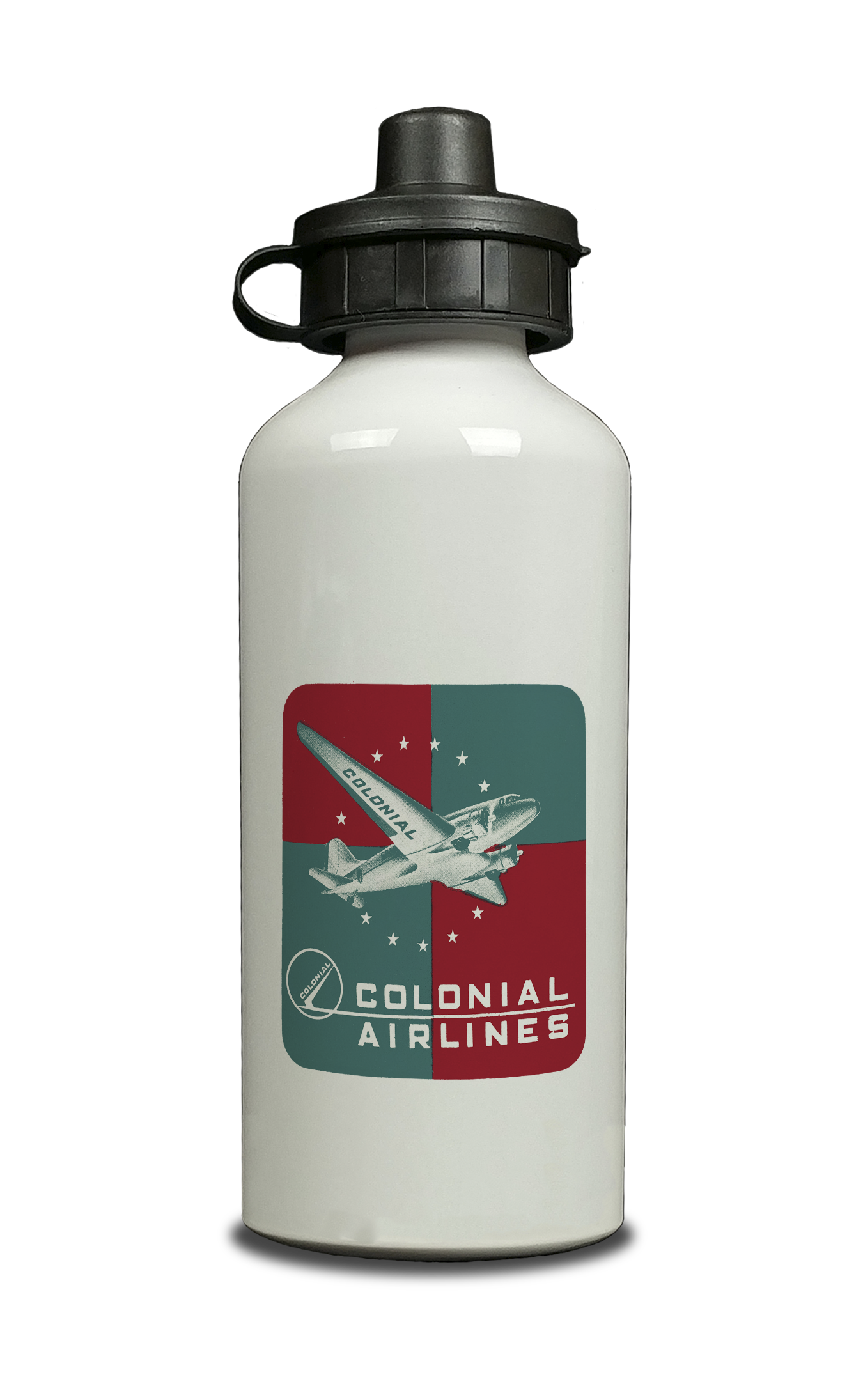 Colonial Airlines Vintage 1940's Aluminum Water Bottle