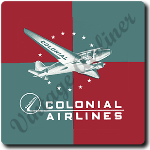 Colonial Airlines Bag Sticker Square Sandstone Coaster