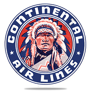 Continental Airlines Indian Chief Bag Sticker Round Sandstone Coaster.