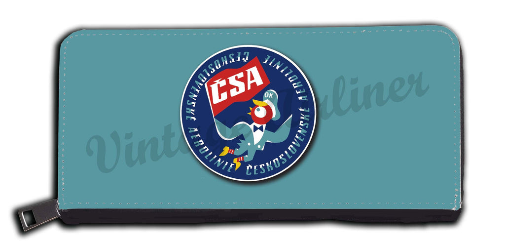 Czech Airlines (CSA) 1960's Vintage Bag Sticker Wallet