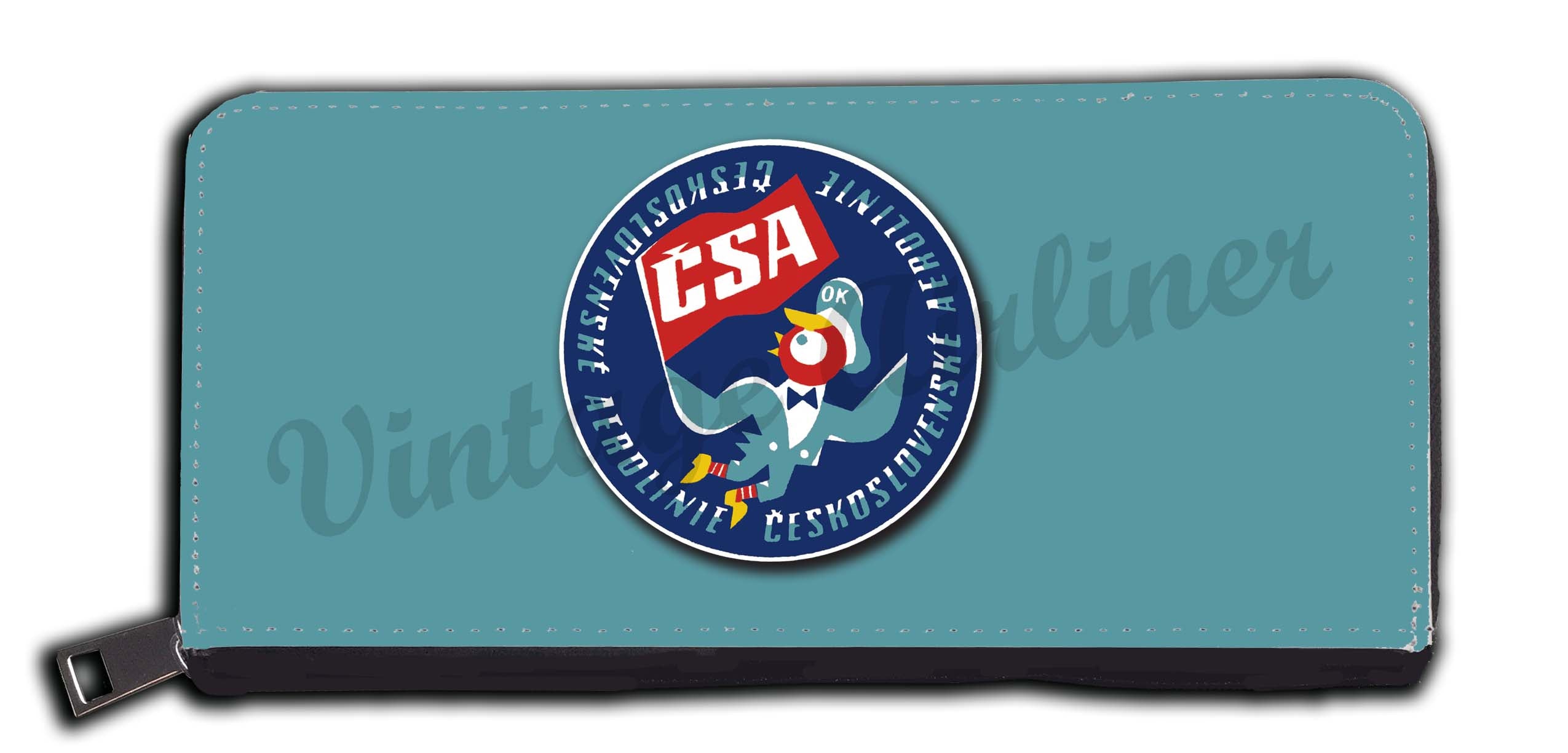 Czech Airlines (CSA) 1960's Vintage Bag Sticker Wallet