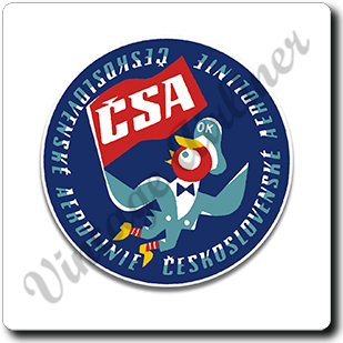 Czech Airlines (CSA) 1960's Vintage Square Sandstone Coaster