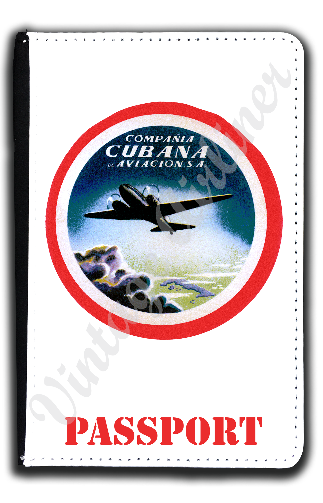 Cubana Airlines 1930's Bag Sticker Passport Case