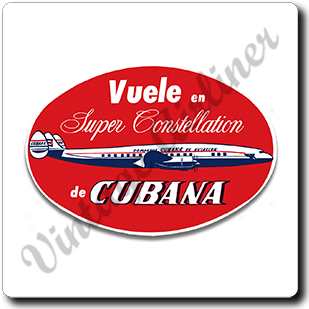 Cubana Airlines 1950's Vintage Square Sandstone Coaster