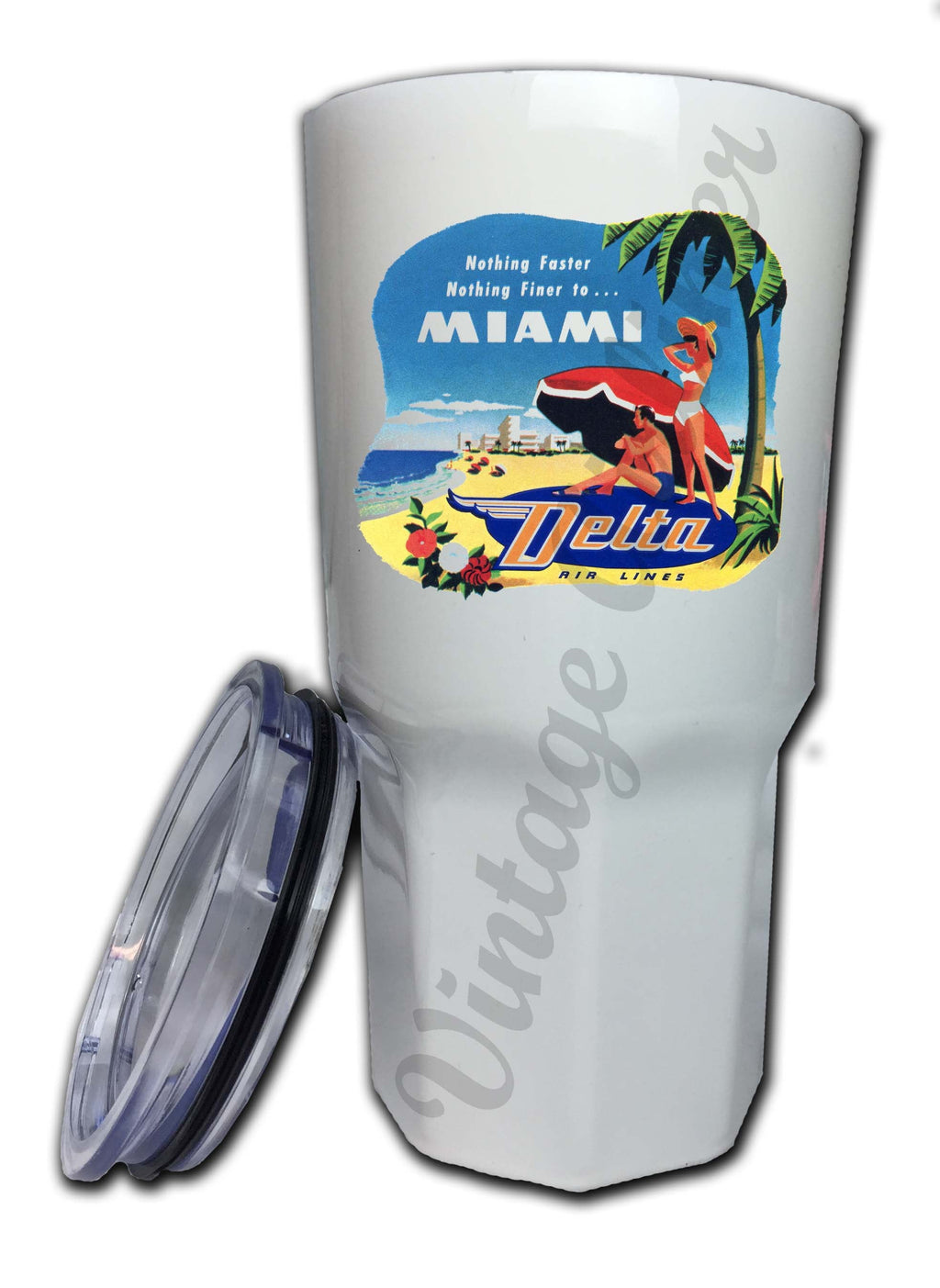 Delta Air Lines Vintage Miami Bag Sticker Tumbler
