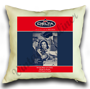 Delta Air Lines "Guest Of Honor" Vintage Travel Poster Linen Pillow Case Cover